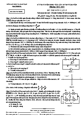 Đề thi tuyển sinh vào Lớp 10 THPT chuyên môn Vật lý - Năm học 2013-2014 - Sở giáo dục và đào tạo Hải Phòng (Có đáp án